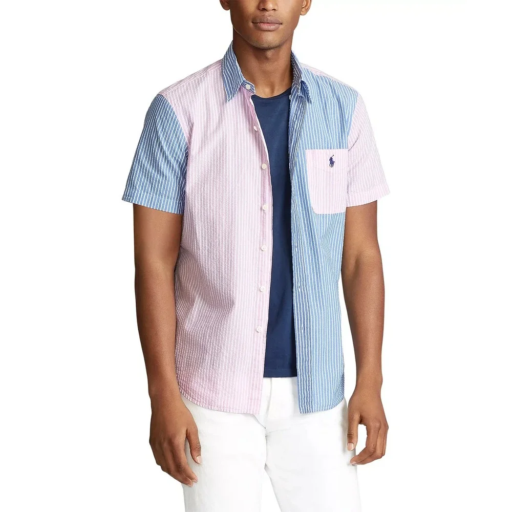 Polo Ralph Lauren Men's Classic Fit Untucked Fit Seersucker Button Down‎ XL
